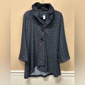Moonlight Y&S Fashion Long Tunic Top Jacket Black Lagenlook Abstract Artsy Sz M